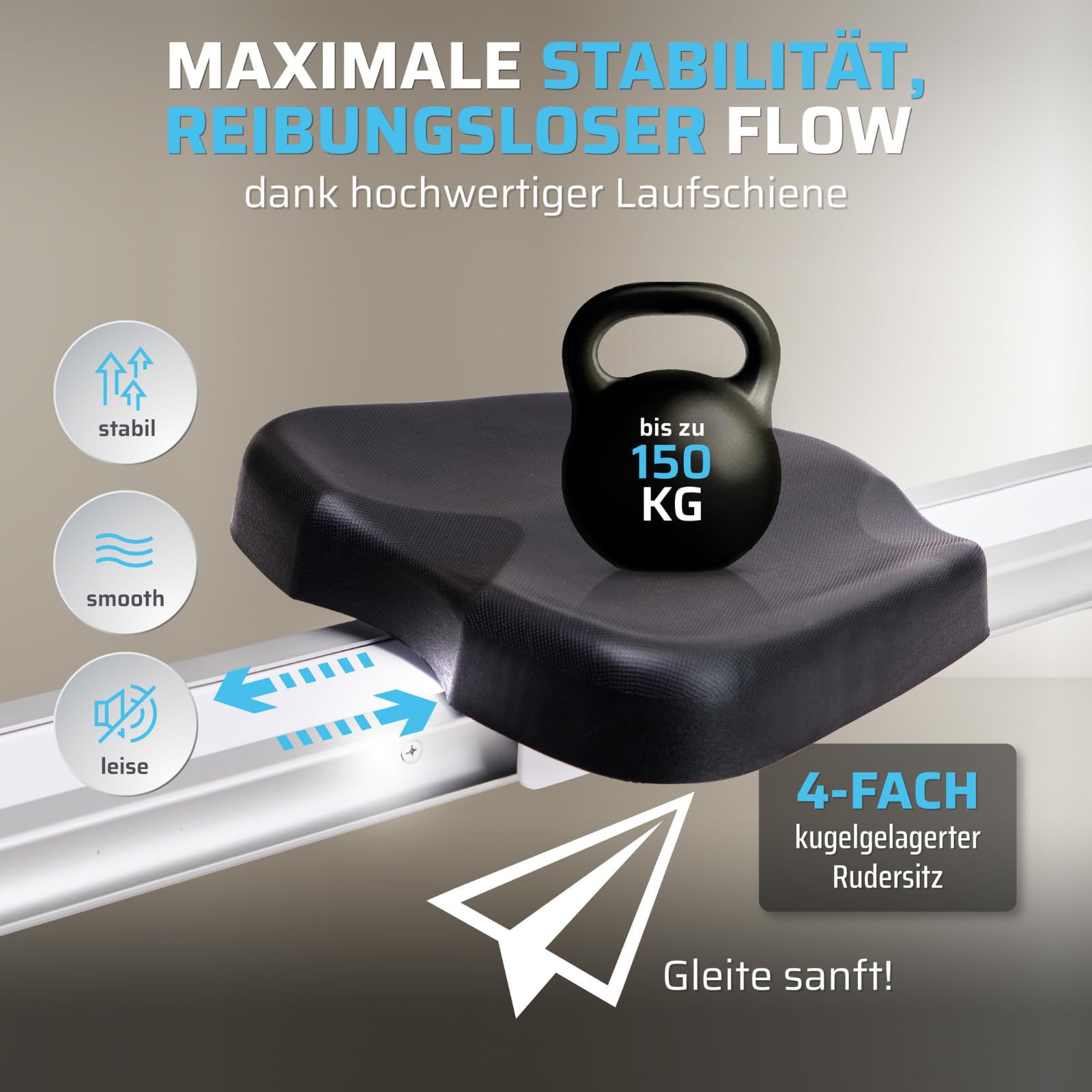 SportPlus Rudergerät für zuhause klappbar - extra leises Magnetbremssystem, Heimtrainer Rudergerät klappbar - Indoor Rudermaschine Fitness - Home Gym Fitness - Rudergerät bis 150kg