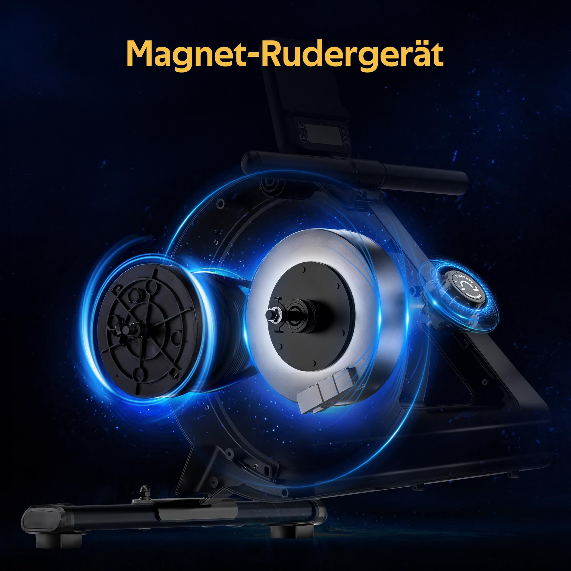 LABGREY Magnetisches Rudergerät, Faltbares Rudergerät für Zuhause mit Bluetooth, 8 Widerstandsstufen, Ultra-leise und Stabil, Maximale Belastbarkeit von 158 kg (R1-Magnetisches)