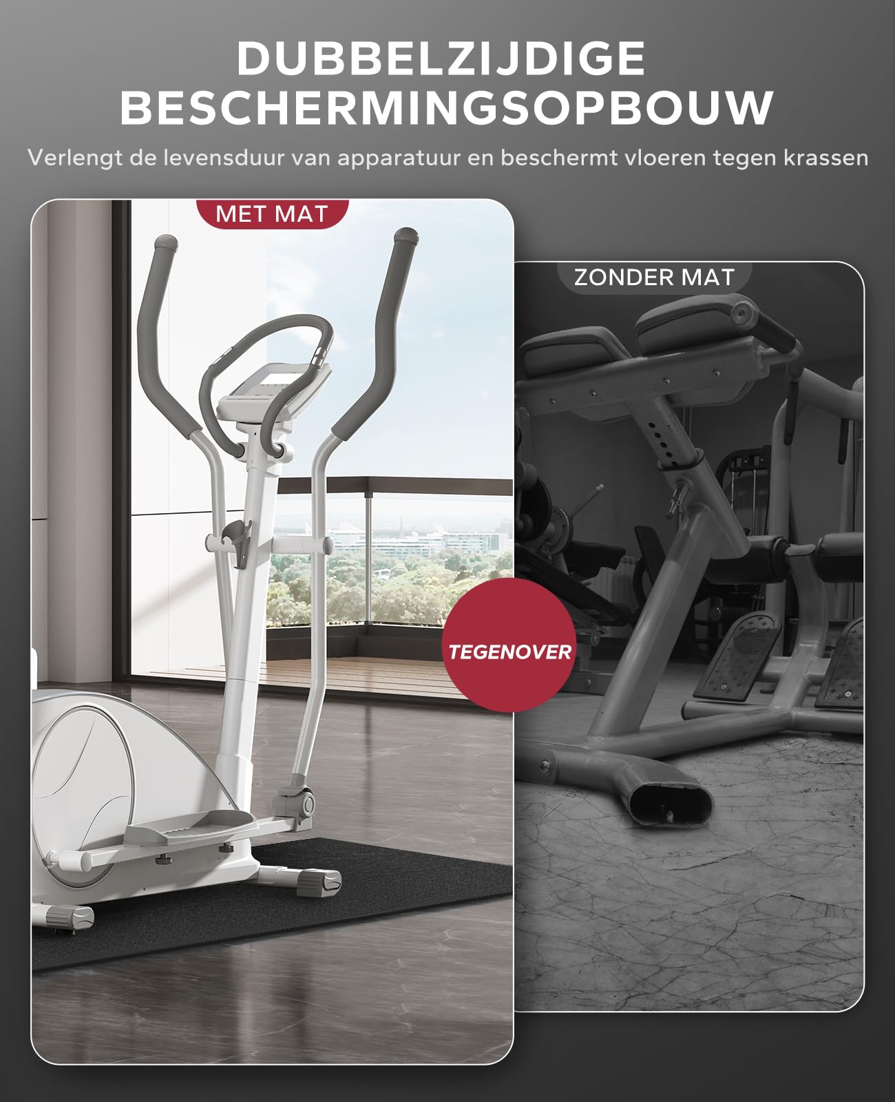 HAPBEAR Bodenschutzmatte Für Sportgeräte Fitnessgeräte - Hohe Dichte PVC, 152 x 76 cm x 6 mm Dicke, Bodenmatte Unter Laufband, Ellipsentrainer, Peloton Fahrradmatte