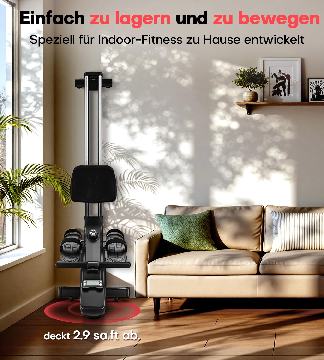 Rudergerät für Zuhause, Verbessertes Magnetisches Rudergerät mit 16 Widerstandsstufen 80 Pfund Spitzenwiderstand, Upgrade Doppel-Slide-Rails Ultraleise, App-Kompatibel, Belastbar bis180kg Rowing