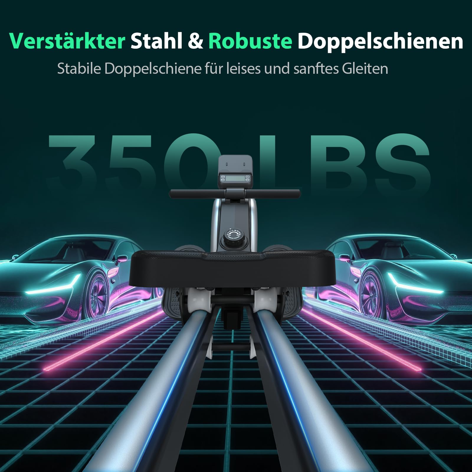 Rudergerät für Zuhause, EvoSpark Rudergerät mit 16 Stufen Widerstand, APP-Verbindung, Upgrade Doppel-Slide-Rails Ultraleise Rudermaschine, LCD-Datenanzeige, Die Erste Wahl für Fitnessgeräte