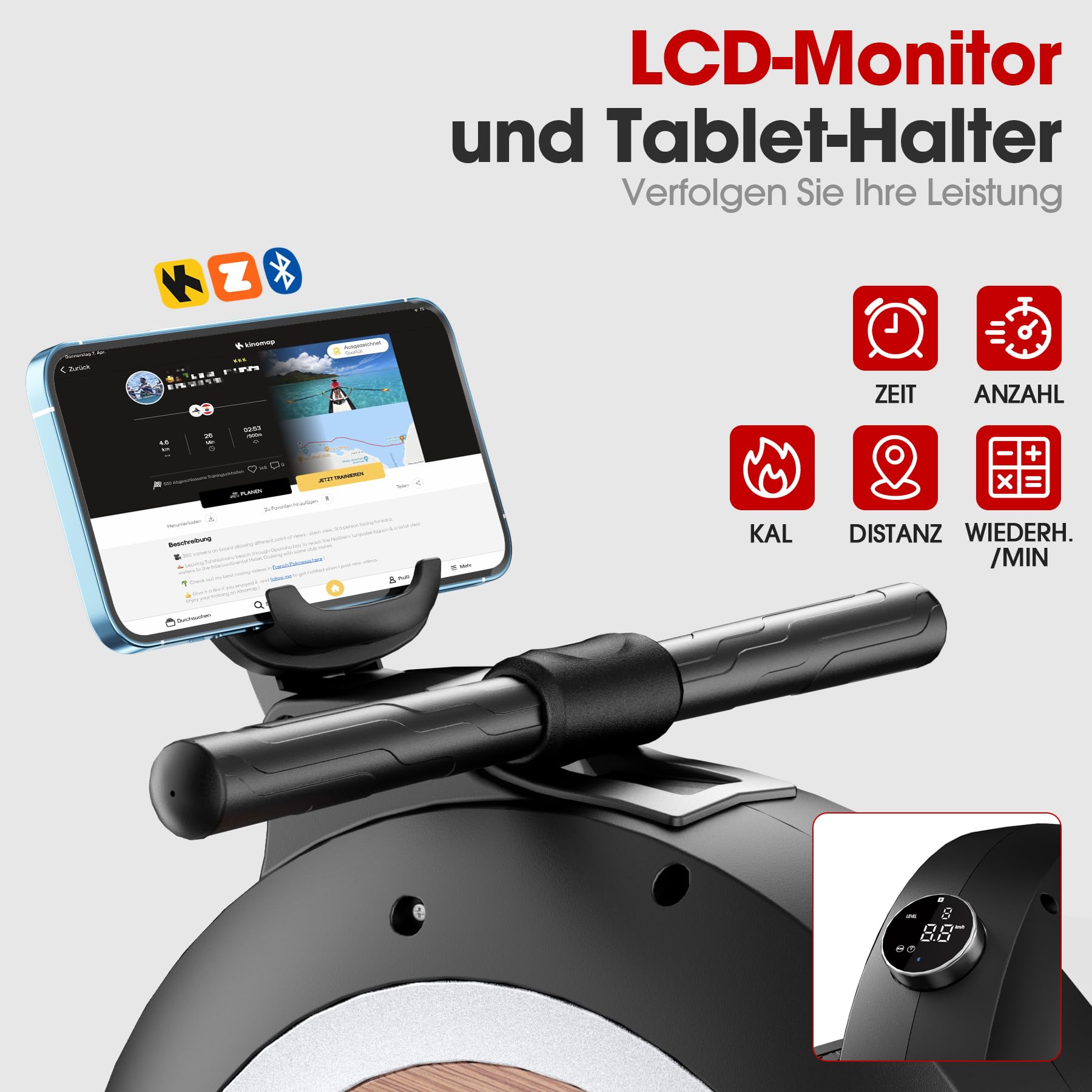 Wenoker Rudergerät für Zuhause, Magnetisches Rudergerät mit APP & LCD-Display, 32 Widerstandsstufen, Leises Heimrudergerät für Cardio-Training, 160 kg Belastbarkeit, Vertikal Verstaubar